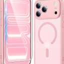 FNTCASE for iPhone 17 Pro-Max Case: Matte Magnetic Phone Cases with Screen Protector Compatible with Magsafe Slim Anti Yellowing Rugged Shockproof Protective Translucent Cell Phone Cover (C-Pink)