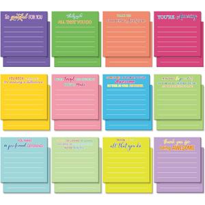 Yinder 24 Pcs Employee Appreciation Sticky Notes End of The Year Gifts Bulk Motivation Note Pads Mini Inspirational Note Gift for Teacher Nurse Staff Coworker Office Supply 3 x 3'' (Dark Color)