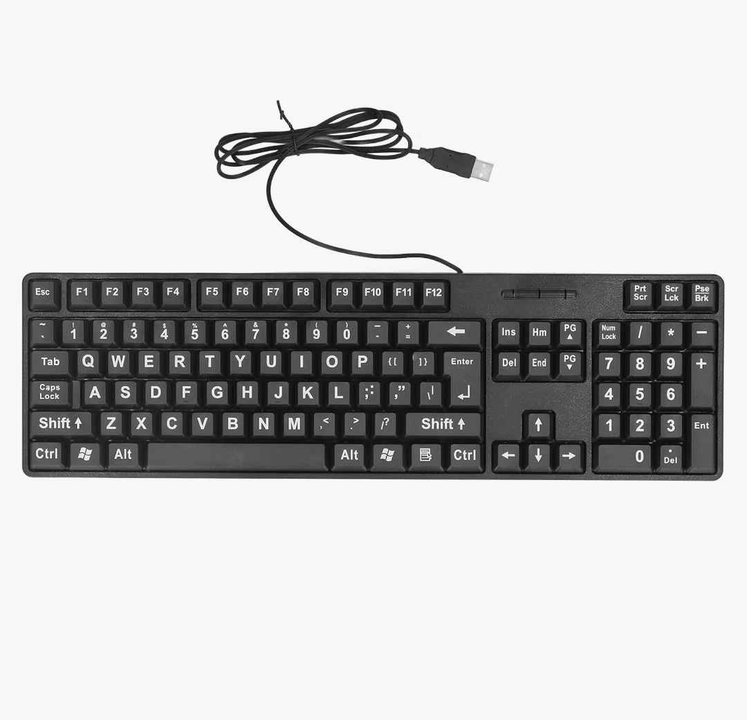 Large Print Keyboard, USB 104 Keys Oversized Big Letters Keyboard, for Elderly/Visually Impaired Low Vision Individuals/Students, for Laptops/Desktops
