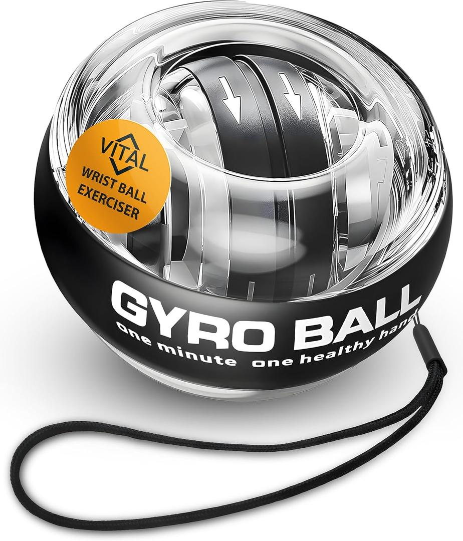 Vital Wrist Ball Exerciser Gyro Ball Hand Gyroscopic Wrist Strengthener & Forearm Trainer with Zinc Rotor Grip Strength Training, Wrist Exerciser & Arm Exercise Equipment Portable Fitness Accessory (Clear Without LED Lights)