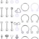 Vsnnsns 16G Lip Rings Stainless Steel Horseshoe Snake Bite Monroe Labret Medusa Lip Piercing Jewelry Tragus Daith Forward Helix Conch Cartilage Earrings Studs Piercing Jewelry for Women Men 16 Gauge (Silver)