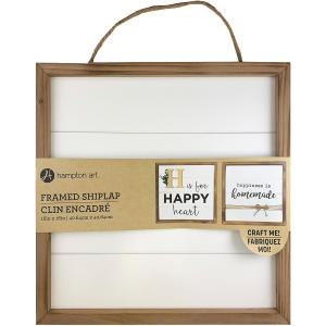 Hampton Art Rustic Shiplap Frame – 16" x 16", White – Easy to Decorate, Paint, Embellish, or Stencil – Includes Jute Rope for Hanging