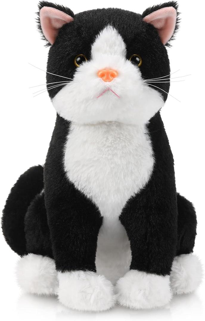 Libima 13 Inch Tuxedo Cat Stuffed Animal Realistic Black and White Cat Plush Soft Stuffed Tuxedo Kitten Plushie for Birthday Gifts Pet Party Favors Bedroom Sofa Decors