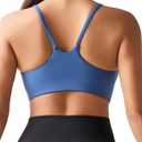 Ama Larsi Sports Bras for Women Spaghetti Thin Strap | Low Impact, U Back, Wireless, Padded Yoga Workout Crop Top (Blue) 8