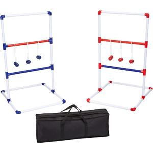 Amazon Basics Portable Ladder Toss Outdoor Game Set with Carrying Case, Simple to Assemble, Red/Blue