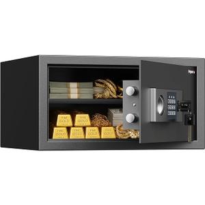 1 Cubic Feet Safe Box, Digital Security Lock Box with Shelf & Keypad & Combination, Alloy Steel Digital Home Safe for Home, Office, Hotel or Business, 17"W x 14.57"D x 9.25"H