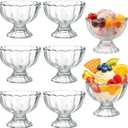 Ysglory 6 Sets Glass Ice Cream Bowl 5oz Glass Dessert Cups Elegant Footed Tulip Sundae Parfait Glasses Bowls for Sundae, Fruit, Ice Cream, Pudding, Small Snacks, Condiment (Clear)