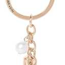 Juicy Couture Keychain Charms with Crystals or Faux Pearls, Gold-Tone Logo Keychains for Women, Juicy Gifts