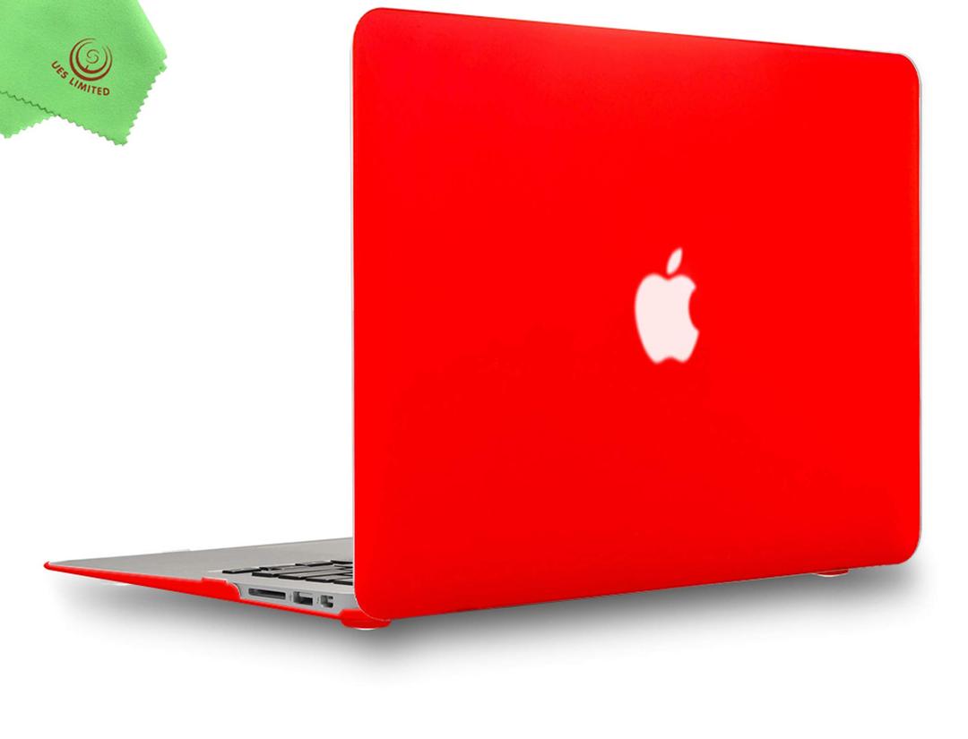 UESWILL Smooth Matte Hard Shell Case Cover Compatible with 2010-2017 Release MacBook Air 13 inch (Model A1466 / A1369) + Microfibre Cleaning Cloth, Red