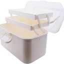Portable Clear Medicine Box Empty, Family First Aid Dispenser/Art & Crafts Case/Folding Tool Organizer/Multipurpose Storage Container 3-Layers Storage Bin for Family Emergency (White)
