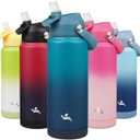 Insulated Water Bottle with Straw Lid,24 oz Stainless Steel Vacuum Metal Bottle with Silicone Handle,Vast