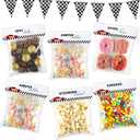 Teyva Daily 50 Sets Race Car Party Favor Bags Race Car Birthday Goodie Treat Bags with Checkered Flag Racing Tags and Stapler for Birthday Baby Shower Decorations Party Supplies, 5 Styles