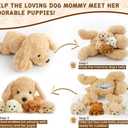 Chirpy Chums Classic Dog Family Mommy Labradoodle with 4 Puppies 17 Ultra-Soft Plush Stuffed Animal Toy Zipper Belly Surprise for Cuddles, Play & Gifts 5-Piece Puppy Set for Kids Ages 3+