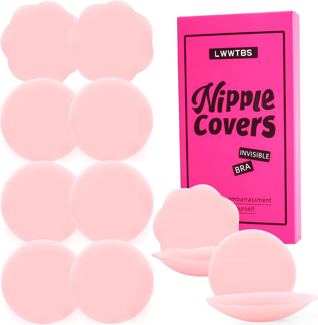 2 x LWWTBS Nipple Covers 6 Pairs Sticky Silicone Nipple Pasties Reusable Adhesive Silicone Nipple Covers for Women No Show Sticky