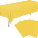 2 x tujol Yellow 6 Pack Plastic Table Cloth 54" x 108", Disposable Tablecloths Rectangle Table Cover, Plastic Tablecloths for Parties