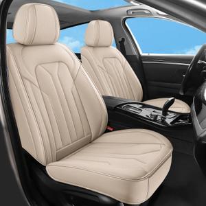 Car Seat Covers Full Set,5 Seat Leather Seat Covers for Cars,Beige Front Seats and Back Seat Cover,Waterproof Car Seat Cushion Protectors,Universal Fit for Most Cars SUV Trucks