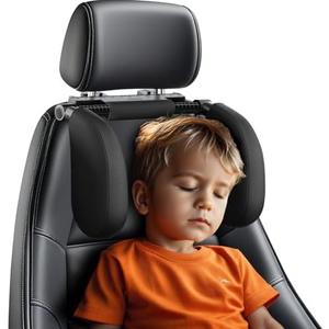 Car Headrest Pillow, Thickened Memory Foam Road Pal Headrest, Neck Support Pillow, 180° Adjustable Car Headrest, U- Shaped Design, Travel Car Sleeping,Suitable for Kids and Adults (Black)
