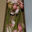 18pcs Mini Ranunculus Artificial Flowers (1.5" Head) - Premium Faux Silk Filler Flowers for Wedding Bouquet, DIY Centerpieces - Vibrant Green Stems (Fresh Look) - Dusty Rose