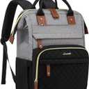 LOVEVOOK Laptop Backpack for Women, 15.6'' Waterproof Nurse Bag Teacher Work Backpack Purse for Women, Travel Computer Backpack for College Office Business Ladies (Gray Black)