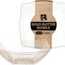 R-kay 6 Pack Extra Large Gold Glitter Serving Bowl - 128 Ounce Gold Plastic Serving Bowls For Entertaining - Plastic Bowls For Salads And Snacks - Disposable bowls For All Occasions