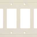 Henne Bery Modern Edge Decorative Wall Plate Switch Plate Outlet Cover, Durable Solid Zinc Alloy (Quad Decorator, Light Almond)