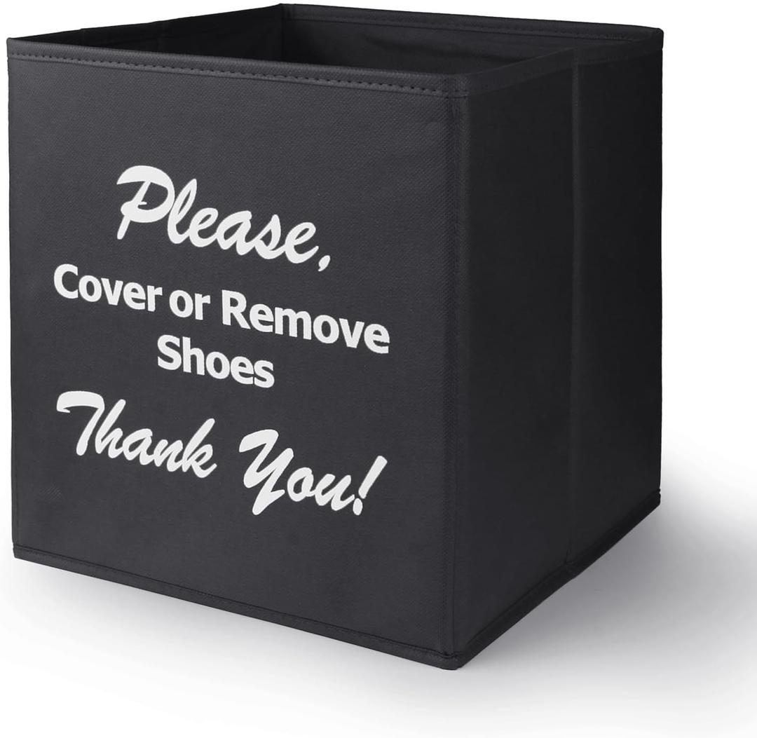 Opret Large Shoe Cover Box Black, Real Estate Agent Supplies, Disposable Shoe Cover Dispenser Box for Open House, Foldable Storage Bin