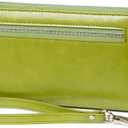 Wallets for Women RFID Blocking Leather Zip Around Wristlet Clutch Travel Purse (Green)