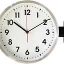 BESTIME 66296B Silver Frame Double Sided Aluminum Wall Clock.Simple Design,Classic Aluminum Station Clock,Quiet and Elegant Style,Suitable for Home.