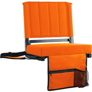 SPORT BEATS Stadium Seats with Back Support Bleacher Chairs with Back and Cushion Thick Padded Bleacher Seats Includes Shoulder Strap Orange 1pc Regular - 17" W x 12" D x 16.5" H