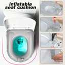 Gilprop Travel Toilet Seat Riser Inflatable Padded Toilet Seat for Seniors Portable PVC Bedside Commode Grey Raised Cushion with Suction Cup and Storage Bag for Elderly Recovery Senior Travel Camping