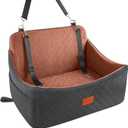 Wooaidagg Dog Car Seat for Medium & Large Dogs Up to 55lbs, Memory Foam Cushion, Washable Cover, Safety Straps & Non-Slip Bottom(Black/Brown,Large)