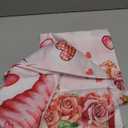 Round Valentines Tablecloth, Valentines Day Tablecloths Round 52 Inch, Valentine Gnomes Table Cloth with Love Hearts and Roses Pink Plaid Holiday Circle Table Cover Decor for Dining Room Indoor (Valetines-2024)