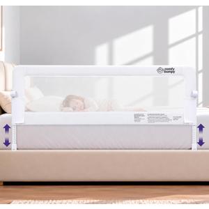 ComfyBumpy Premium Adjustable Bed Rail for Toddlers, Swing-Down Safety Guard, Height Adjusts 24.4"–32.3"H, Extra-Long 55.5", Sturdy Steel & Breathable Mesh, For Twin, Full, Queen & King, White, 1-Pack