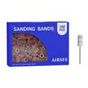 AIRSEE Sanding Bands for Electric Nail Drill 100 Piece Set 240 Grit Fine Acrylic File Attachments Professional Sander 1 Mandrel Bit Beauty Salon Accessories Manicure and Pedicure Finger Callus Brown