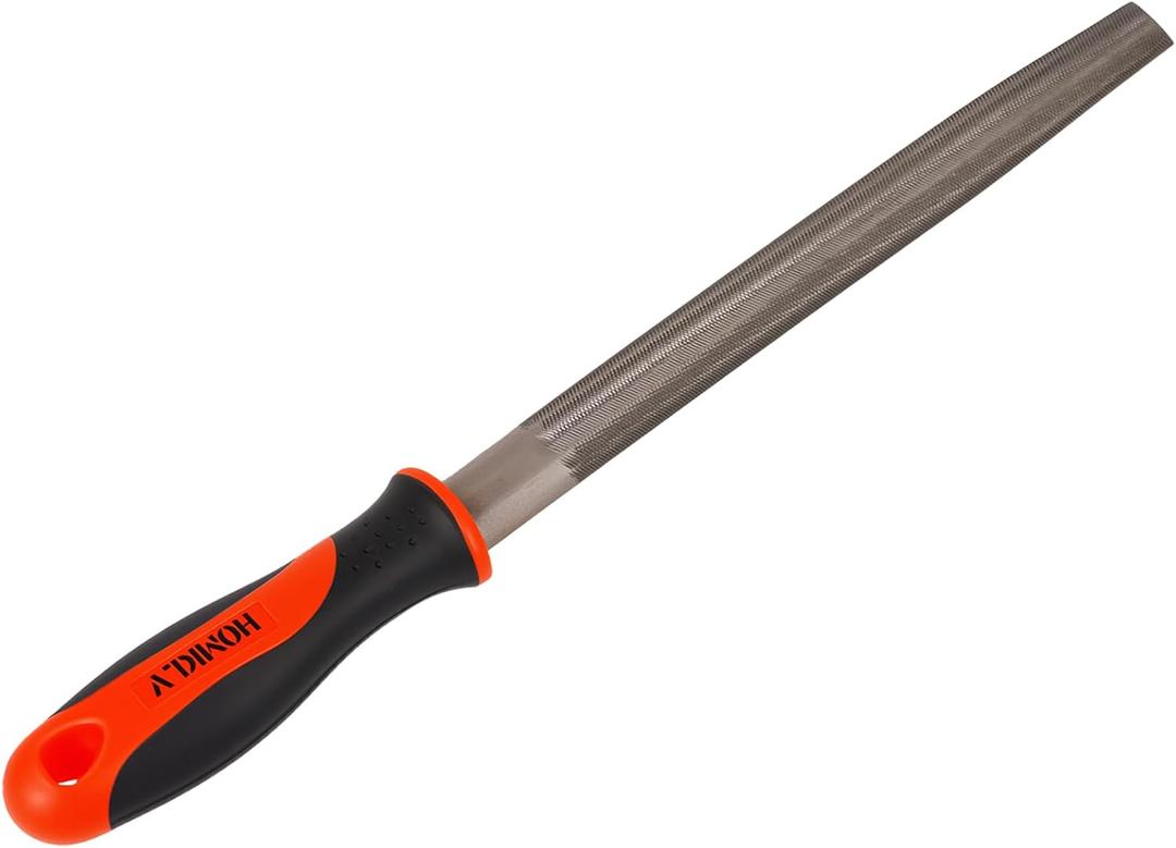 8 Inch Half-Round Hand File with High Carbon Hardened Steel, Ergonomic Grip, Plastic Non-Slip Handle, Ideal for Metal, Wood, Plastic & DIY Projects