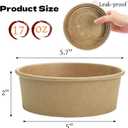 Lyellfe Kraft Paper Bowls with Lid, 17 oz, 50 Pack | Disposable, Water/Oil Proof, For Hot Cold Food, For Soup Salad Ice Cream