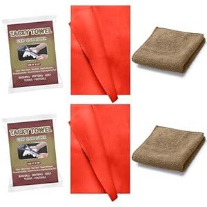 SmoothNovelty 2 Kit Grip Enhancer Towel Sticky Grip Enhancer Include 2 Tac Rag Sticky Towel 2 Microfiber Towels for Sweaty Hands Tacky Cloth Softball Golf Baseball Tennis