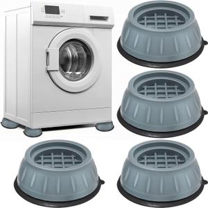 4 Pack Anti-Vibration Pads for Washing Machine and Dryer - Shock, Noise Cancelling Anti-Walk Stabilizer Feet Pads - Universal Fit for Washer, Dryer, Fridge (Gray)