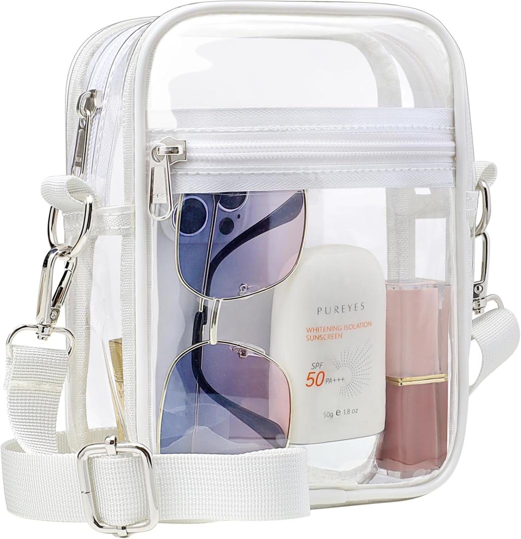 PACKISM Clear Bag for Stadium Events - Small Clear Purses for Women Crossbody Messenger Bag for Concerts Sporting Events (Mini Ardent White)