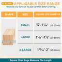 32 Pcs Square Chair Leg Protectors for Hardwood Floors,Felt Furniture Floor Protectors with Silicone Caps, Small Size (Fits Chair Legs with Side Length: 3/4" to 1-1/16")
