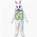Easter Bunny Mascot Costume Blue Vest Unisex Deluxe Rabbit Costume Party Adult Size Fancy Dress