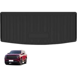 Custom Fit for Cargo Liner 2022-2024 2025 Chevy Tahoe/GMC Yukon - Black TPE All Weather Heavy Duty Waterproof Rear Cargo Tray Trunk Floor Mat Protector