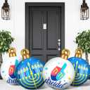Jetec 4 Pcs 24" Large Hanukkah Inflatable PVC Ball White and Blue Jewish Menorah Ornaments Hanging Hanukkah Inflatable Decoration Blow up Decoration for Chanukah Lawn Yard Garden Home Porch Decor