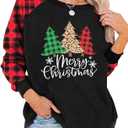 SFHFY Plus Size Christmas Shirt Women Gnomes Plaid Splicing Raglan T-Shirt Xmas Holiday Casual Long Sleeve Tee (Black, XXL)