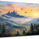 Canvas Wall Art Prints Landscape Mountain Botanical Forest Sunrise Mountains Pine Trees Birds Large Framed Artwork Wall Paintings Pictures Posters 20"x40" Wall Decor for Living Room Office Bedroom (Color3)