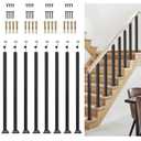 Indoor Stair Railing Kit, 8 Pack Black Railing Post Kit for Stair Indoor