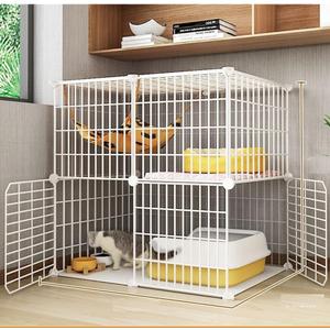 Cat Cage Indoor DIY Cat Playpen Detachable Metal Wire Kennels Indoor Cat Enclosures DIY Playpen Metal Kennel (2 Tier) (1)