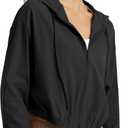 altiland Women's UPF 50+ Sun Protection Cropped Jackets Zip Up Cooling Shirt Athletic Workout Running Hoodie (Black) size 4