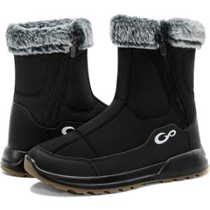 Aomigoct Winter Snow Boots for Women: Warm Comfortable Fur Lined Non-slip Mid Calf Booties Outdoor Walking, 10.5