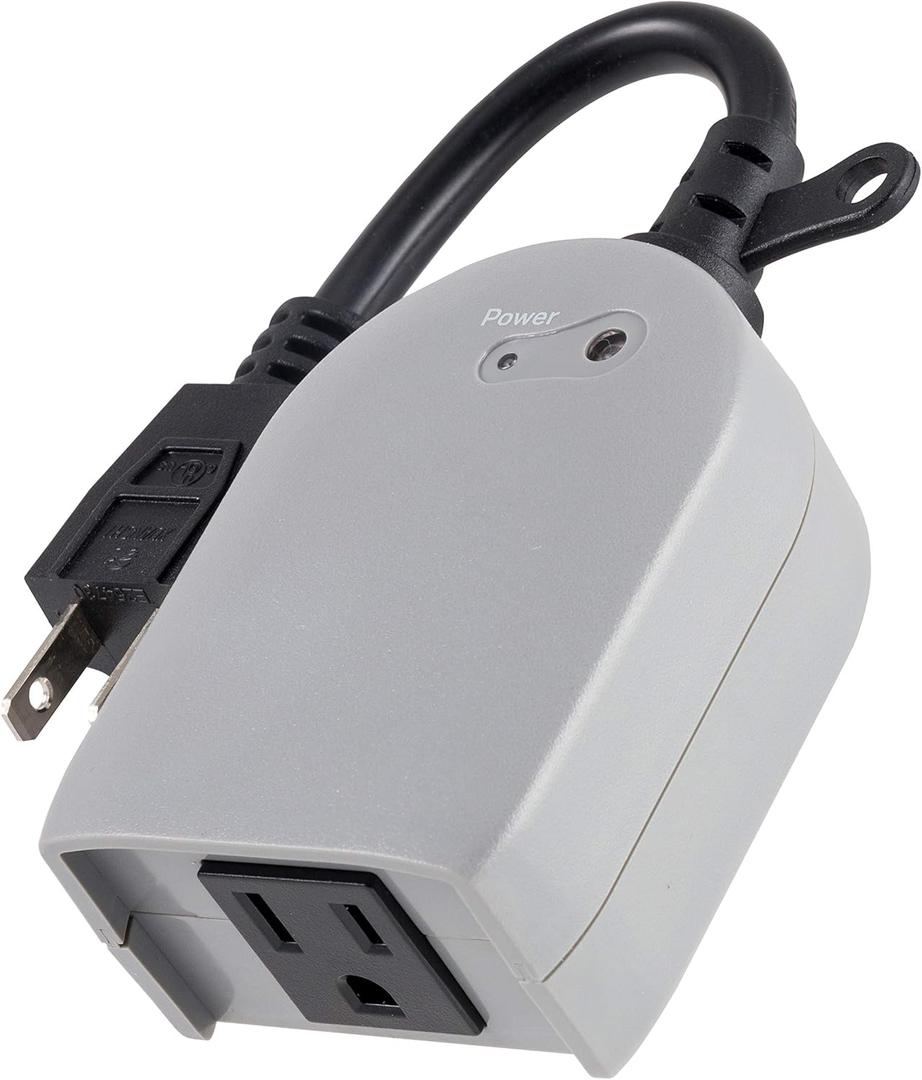 UltraPro Outdoor Outlet Timer, Dusk-to-Dawn Sensor, Single Outlet Light , Simple Automation, Weather-Resistant, Sensing , Seasonal Lights , Landscape, 1 Pack, Gray, 53634